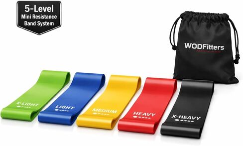 WODFitters Mini Bands Set - 5 Exercise Workout Resistance Bands - Exercise Loops - Workout Flexbands for Stretching, Physical Therapy, Rehab, Home Fitness and Muscle Activation in Saudi Arabia
