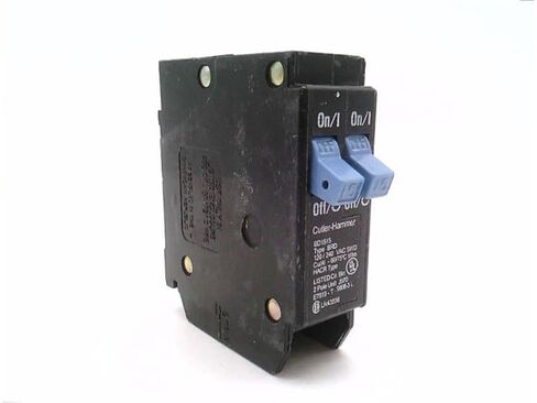 CUTLER HAMMER BD1515 10 KAIC, 120 VAC, 15/15 AMP, Circuit Breaker, Includes Rejection TAB Feature, Plug-ON, Single Pole, Thermal Magnetic, Type BD, Wire Size / #14-4 AWG CU/AL in Saudi Arabia