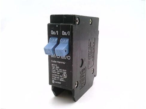 CUTLER HAMMER BD1515 10 KAIC, 120 VAC, 15/15 AMP, Circuit Breaker, Includes Rejection TAB Feature, Plug-ON, Single Pole, Thermal Magnetic, Type BD, Wire Size / #14-4 AWG CU/AL in Saudi Arabia