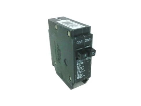 CUTLER HAMMER BD1515 10 KAIC, 120 VAC, 15/15 AMP, Circuit Breaker, Includes Rejection TAB Feature, Plug-ON, Single Pole, Thermal Magnetic, Type BD, Wire Size / #14-4 AWG CU/AL in Saudi Arabia