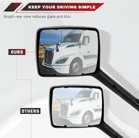 زوج مرآة غطاء محرك السيارة لـ Kenworth T680 2022 2023 2024 استبدال السائق الأيسر والجانب الأيمن للراكب OE Kenworth T680 ملحقات المرآة (كروم) in Kuwait