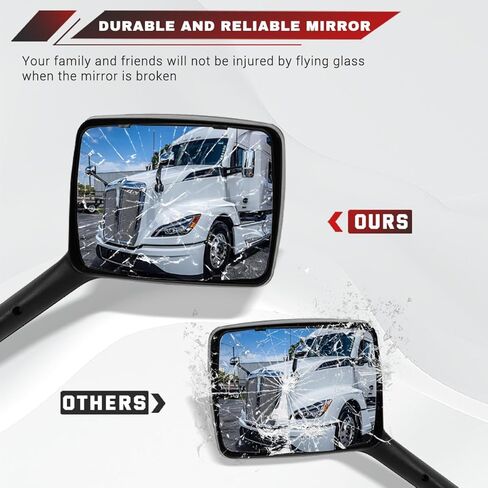زوج مرآة غطاء محرك السيارة لـ Kenworth T680 2022 2023 2024 استبدال السائق الأيسر والجانب الأيمن للراكب OE Kenworth T680 ملحقات المرآة (كروم) in Kuwait