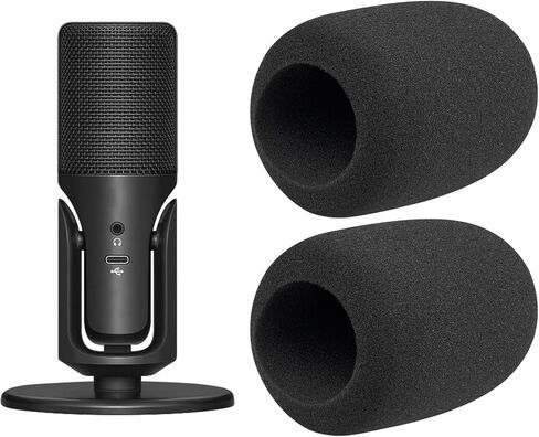 SOULWIT 2 قطعة ميكروفونات بوب فلتر لملف تعريف Sennheiser USB، غطاء ميكروفون واقٍ من إسفنج الزجاج الأمامي - أسود in Saudi Arabia