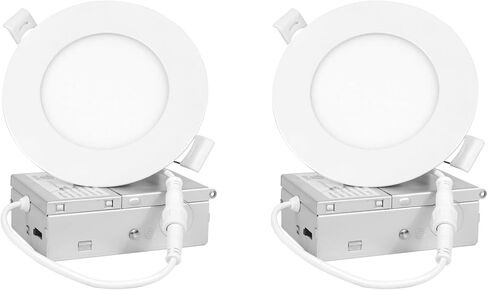 2 Pack 4 Inch LED Recessed Light, Dimmable,2700K 3000K 3500K 4000K 5000K. Canless Wafer Light, 750LM, 9W, 120V, ETL FCC in Saudi Arabia