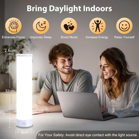 Light Therapy Lamp 15000 Lux, UV-Free Happy Sunlight Lamps with 3 Color Temperatures, Adjustable Brightness, Timer & Memory Function, Full Spectrum Light with Remote Control for Home, Happy Life in Saudi Arabia