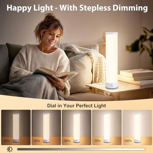 Light Therapy Lamp 15000 Lux, UV-Free Happy Sunlight Lamps with 3 Color Temperatures, Adjustable Brightness, Timer & Memory Function, Full Spectrum Light with Remote Control for Home, Happy Life in Saudi Arabia