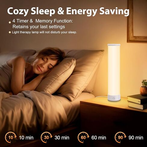 Light Therapy Lamp 15000 Lux, UV-Free Happy Sunlight Lamps with 3 Color Temperatures, Adjustable Brightness, Timer & Memory Function, Full Spectrum Light with Remote Control for Home, Happy Life in Saudi Arabia