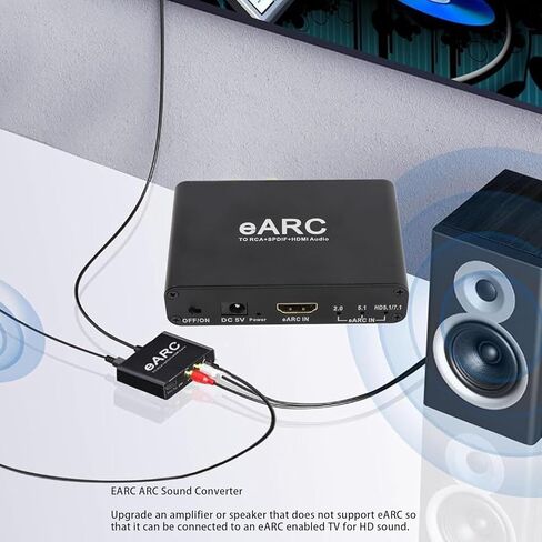 مستخرج صوت Earc، 24 بت 192 كيلو هرتز HDMI eARC ARC إلى محول صوت بصري مع التحكم في مستوى الصوت، HDMI، مخرج صوت بصري 3.5 مم، لمكبر صوت HDTV in Saudi Arabia