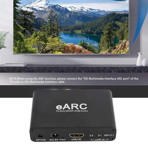 مستخرج صوت Earc، 24 بت 192 كيلو هرتز HDMI eARC ARC إلى محول صوت بصري مع التحكم في مستوى الصوت، HDMI، مخرج صوت بصري 3.5 مم، لمكبر صوت HDTV in Saudi Arabia