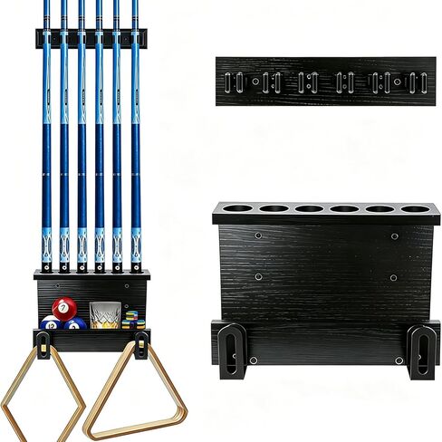 Wall Mount Pool Stick Holder, 8 Cues Pool Cue Holder Pool Table Accessories, Pool Cue Rack Hardwood Pool Cue Set, Rustic Storage Pool Table Accessories Equipment Organizer in Saudi Arabia