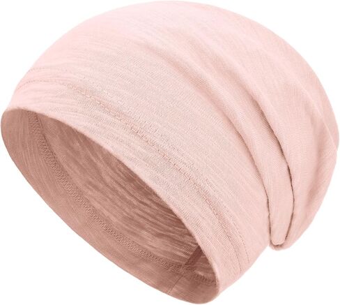 100% Cotton Beanie for Men Women, Thin Slouchy Beanies Lightweight Chemo Skull Cap Daily Summer Hat Oversize Headwear in Saudi Arabia