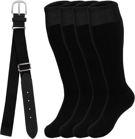 Baseball Socks and Belt Combo Set 2 Pairs Elastic Softball Socks and 1 Adjustable Belt for Youth and Adult in Saudi Arabia