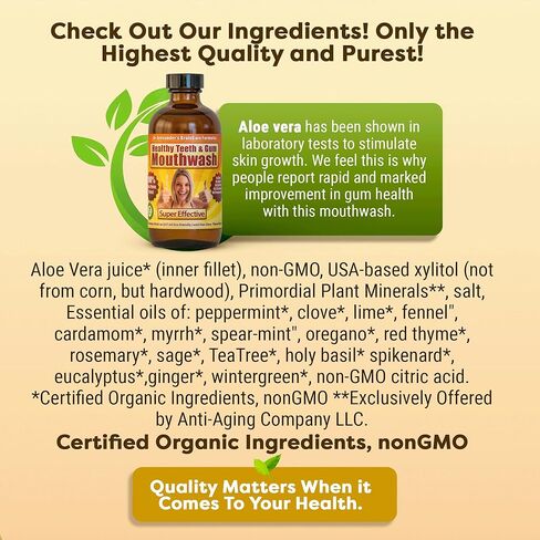 Healthy Teeth & Gum Mouthwash – Natural Alcohol-Free Oral Rinse for Fresh Breath, Gum Health & Enamel Support – Organic, Non-GMO, Fluoride-Free Herbal Formula by Anti-Aging Products in Saudi Arabia