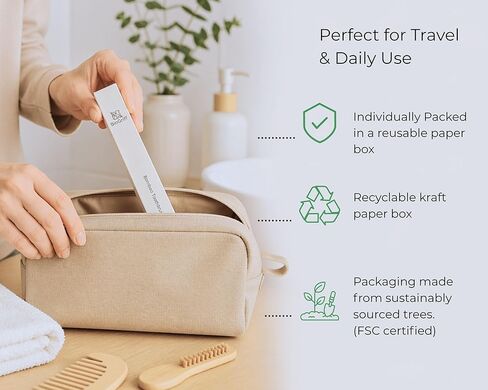 Bamboo Toothbrushes 4 Pack for Adults, Plant Based Bristles Derived from Castor Bean Oil, Soft Medium Bristles, Individually Wrapped Travel Toothbrushes, FSC Certified Packaging in Saudi Arabia