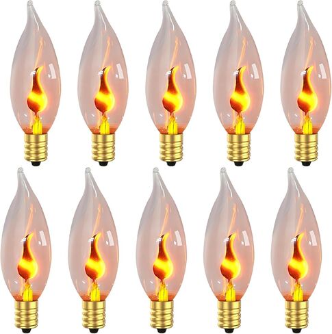 Hompavo Upgraded Flame Light Bulbs, E12 Candelabra Small Base, Clear Glass Flickering Fire Bulb for Halloween Christmas Party Porch Indoor & Outdoor Home Decoration, 6 Pack in Saudi Arabia