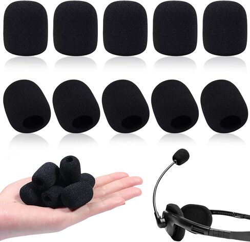 10 Pack Mini Lavalier Microphone Windscreen - High Density Foam Mic Cover for Headset & Lapel Mics Noise Reduction Wind Protection Small Size Universal Fit (Black) Improves Recording Quality in Saudi Arabia