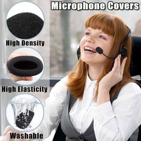 10 Pack Mini Lavalier Microphone Windscreen - High Density Foam Mic Cover for Headset & Lapel Mics Noise Reduction Wind Protection Small Size Universal Fit (Black) Improves Recording Quality in Saudi Arabia