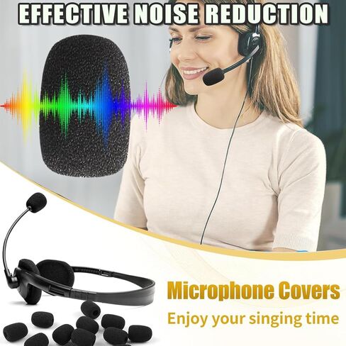 10 Pack Mini Lavalier Microphone Windscreen - High Density Foam Mic Cover for Headset & Lapel Mics Noise Reduction Wind Protection Small Size Universal Fit (Black) Improves Recording Quality in Saudi Arabia