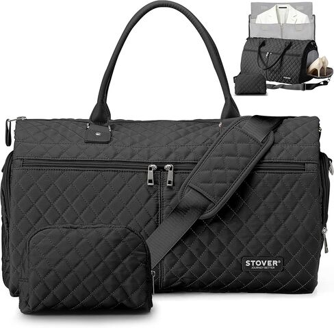STOVER Women’s Convertible Garment Duffel Bag for Travel – 2-in-1 Carry-On Weekender/Overnight Tote - Wrinkle-Free Dresses, Hanging Suits & Clothes Plus Shoe Compartment & Bonus Toiletry Bag (Pink) in Saudi Arabia