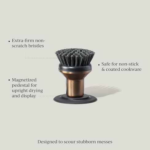 Curio Home Goods Ionic Palm Brush, Magnetized to Stand Upright, Stainless Steel with Replaceable Head, Bronze in Saudi Arabia