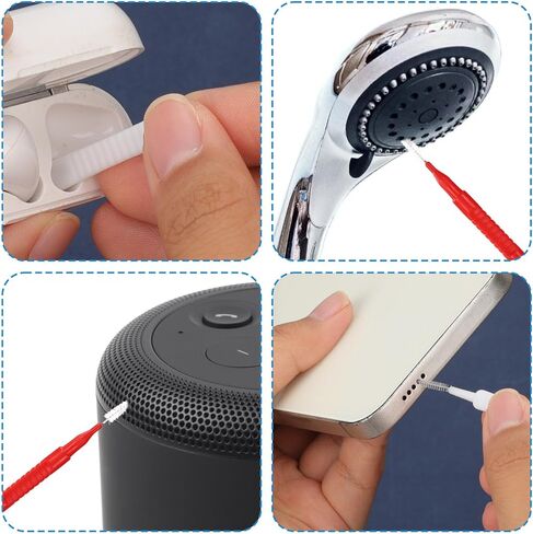 80pcs Shower Head Cleaner Tools, Including 30 Cleaning Brushes & 50 Shower Showerhead Hole Brushes Practical Unclogger Anti Clogging Tools for Small Holes Sink Gaps Bathroom (Red, White) in Saudi Arabia