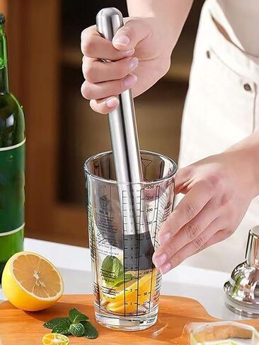 8 Inch Stainless Steel Cock-tail Mu-ddler, Heavy-Duty Mu-ddler for Coc-ktails, Bar-tender Tool for Crus-hing Mint, Lemon, Fruit for Home Kitchen or Bar Use in Saudi Arabia
