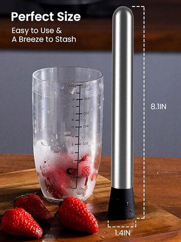 8 Inch Stainless Steel Cock-tail Mu-ddler, Heavy-Duty Mu-ddler for Coc-ktails, Bar-tender Tool for Crus-hing Mint, Lemon, Fruit for Home Kitchen or Bar Use in Saudi Arabia