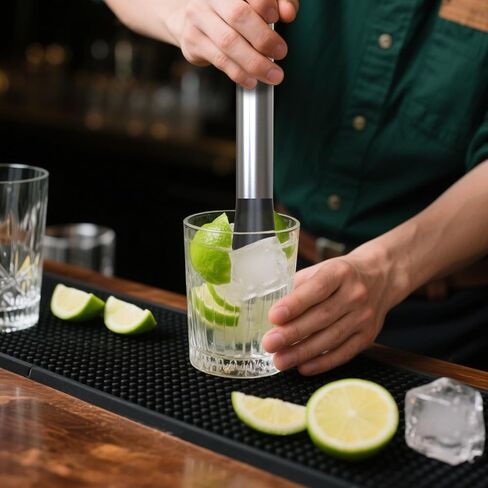 8 Inch Stainless Steel Cock-tail Mu-ddler, Heavy-Duty Mu-ddler for Coc-ktails, Bar-tender Tool for Crus-hing Mint, Lemon, Fruit for Home Kitchen or Bar Use in Saudi Arabia