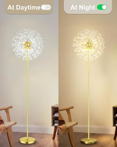 Crystal Floor Lamp for Living Room, Standing Lamp with On/Off Foot Switch, Mid Century Gold Floor Lighting with 576 PCS K9 Crystals, 69'' Metal Lamp for Bedroom Office Home Decor (Gold/6) in Saudi Arabia