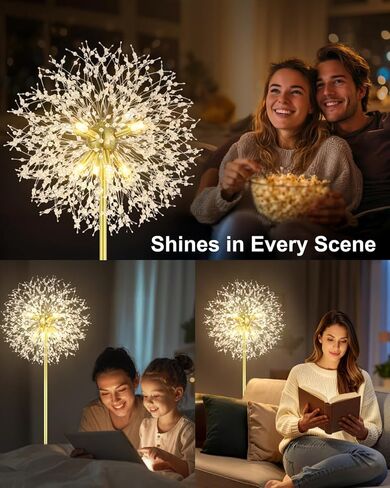 Crystal Floor Lamp for Living Room, Standing Lamp with On/Off Foot Switch, Mid Century Gold Floor Lighting with 576 PCS K9 Crystals, 69'' Metal Lamp for Bedroom Office Home Decor (Gold/6) in Saudi Arabia