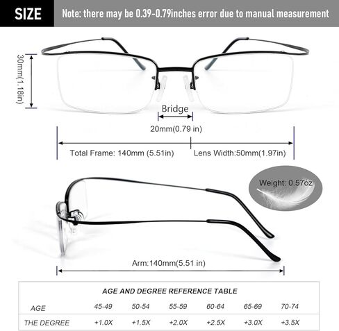 DXYXYO 2 Pack Metal Reading Glasses Blue Light Blocking, Men Women Ultra Light Half Frame Readers in Saudi Arabia