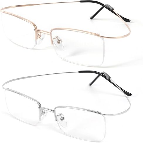 DXYXYO 2 Pack Metal Reading Glasses Blue Light Blocking, Men Women Ultra Light Half Frame Readers in Saudi Arabia