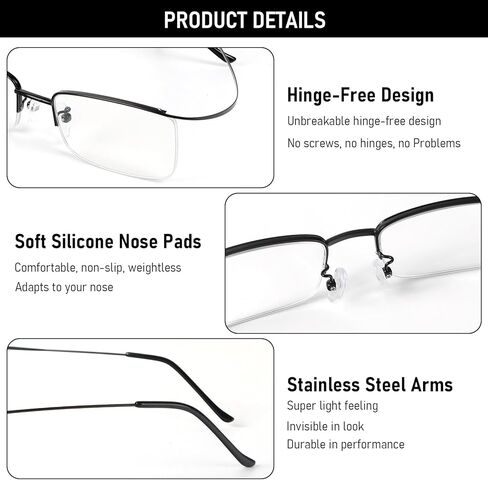 DXYXYO 2 Pack Metal Reading Glasses Blue Light Blocking, Men Women Ultra Light Half Frame Readers in Saudi Arabia