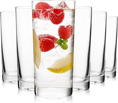 Highball Glasses Set of 6, 16oz Tall Drinking Glasses, Water Glass for Kitchen, Tom Collins Glasses, Mojito Glass Cups, Cocktail Glasses for Bar Glassware in Saudi Arabia
