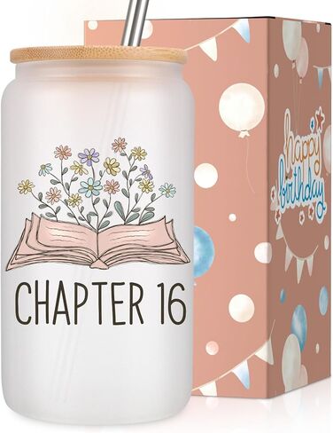 Coolife Chapter 16 Glass Cup, 16th Birthday Gifts for Girls, Sweet 16 Gifts for 16 Year Old Girl, Sweet Sixteen, 2010 Daughter Granddaughter Her Happy Sixteenth Bday Present Idea, 16oz Coffee Tumbler in Saudi Arabia