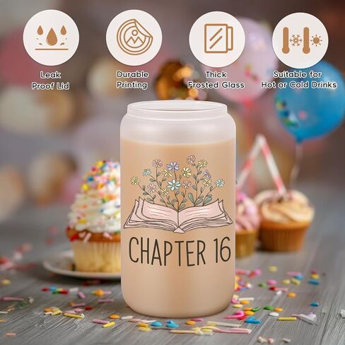 Coolife Chapter 16 Glass Cup, 16th Birthday Gifts for Girls, Sweet 16 Gifts for 16 Year Old Girl, Sweet Sixteen, 2010 Daughter Granddaughter Her Happy Sixteenth Bday Present Idea, 16oz Coffee Tumbler in Saudi Arabia