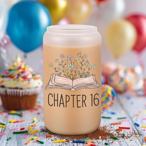 Coolife Chapter 16 Glass Cup, 16th Birthday Gifts for Girls, Sweet 16 Gifts for 16 Year Old Girl, Sweet Sixteen, 2010 Daughter Granddaughter Her Happy Sixteenth Bday Present Idea, 16oz Coffee Tumbler in Saudi Arabia