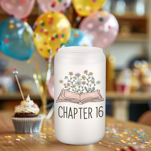 Coolife Chapter 16 Glass Cup, 16th Birthday Gifts for Girls, Sweet 16 Gifts for 16 Year Old Girl, Sweet Sixteen, 2010 Daughter Granddaughter Her Happy Sixteenth Bday Present Idea, 16oz Coffee Tumbler in Saudi Arabia