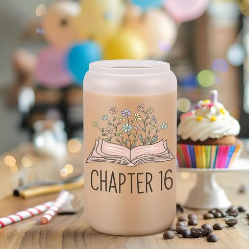 Coolife Chapter 16 Glass Cup, 16th Birthday Gifts for Girls, Sweet 16 Gifts for 16 Year Old Girl, Sweet Sixteen, 2010 Daughter Granddaughter Her Happy Sixteenth Bday Present Idea, 16oz Coffee Tumbler in Saudi Arabia
