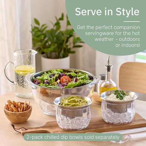 Useful Co. 5QT Salad Bowl Set on Ice - Large Salad Bowl with Lid & 2 Servers - Chilled Tray for Cold Food, Party Buffet - Serving Bowl with Ice Tray Base for Gatherings in Saudi Arabia