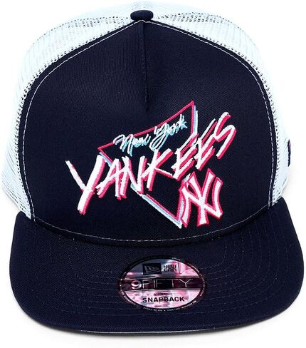 New Era NY New York Yankees 9FIFTY A-Frame Trucker Snapback Cap, Adjustable Hat Black in Saudi Arabia