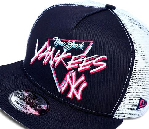 New Era NY New York Yankees 9FIFTY A-Frame Trucker Snapback Cap, Adjustable Hat Black in Saudi Arabia