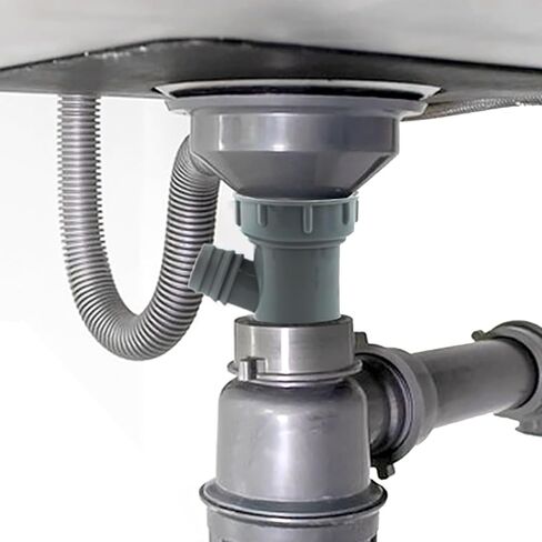Single Sink Overflow Tee Kitchen Sink Drain Fitting Y Filter Fitting Drain With Gasket 1-1/2 inch Grey For Dishwasher Washer Sinks in Saudi Arabia