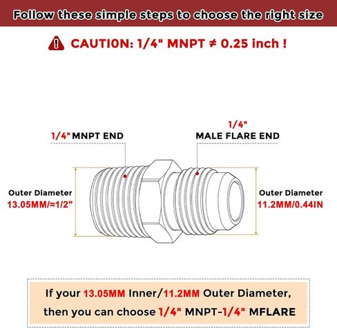Packs of 1, 1/4" Male Flare to 1/4" Male NPT Solid Brass Hex Nipples Hose Connectors, Male Pipe Adapter for Pipe Leak Repair, Bathroom Remodeling, Tool Extensions, Compression in Saudi Arabia