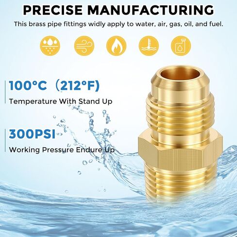 Packs of 1, 1/4" Male Flare to 1/4" Male NPT Solid Brass Hex Nipples Hose Connectors, Male Pipe Adapter for Pipe Leak Repair, Bathroom Remodeling, Tool Extensions, Compression in Saudi Arabia