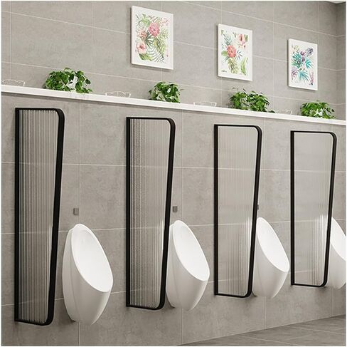 Stainless Steel Frame Toilet Partition Tempered Glass Toilet Partition Board Hotel Mall Office Building Urinal Privacy Screen (Color : White, Style : 1ps) in Saudi Arabia