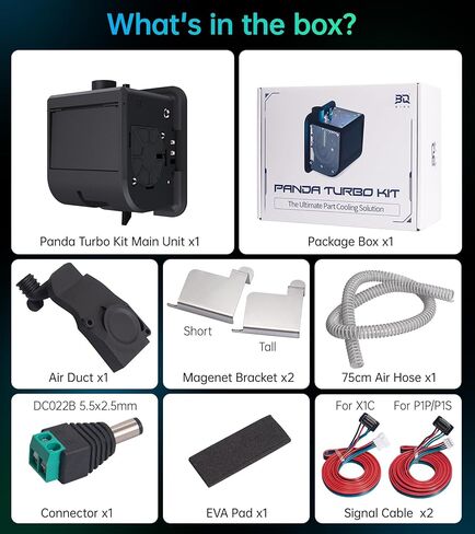 مجموعة مروحة التبريد BIQU Panda Turbo لـ Bambu-Lab P1S P1P X1C، تدفق هواء أكبر 3 مرات للطباعة عالية السرعة، التوصيل والتشغيل، تركيب مغناطيسي سهل، إضاءة RGB مخصصة in Saudi Arabia