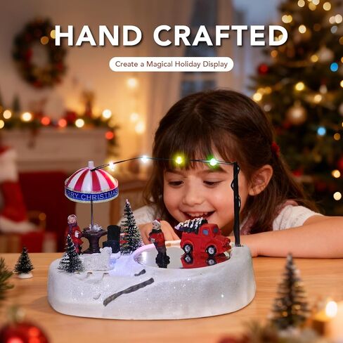 Christmas Village Ice Skating Pond Musical Animated Christmas Village Skating Rink Colorful Xmas Decorations Collectible Building in Saudi Arabia