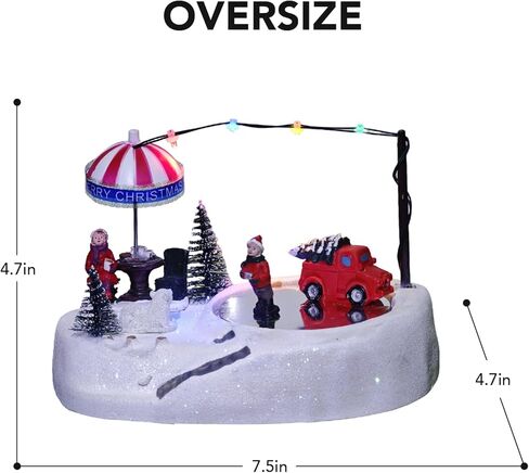 Christmas Village Ice Skating Pond Musical Animated Christmas Village Skating Rink Colorful Xmas Decorations Collectible Building in Saudi Arabia