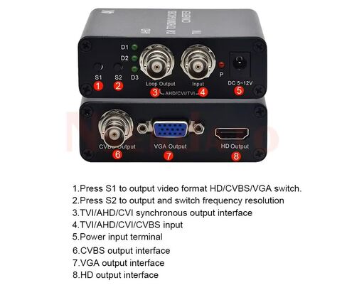 محول 4K TVI/AHD/CVI إلى HDMI/VGA/VCVBS يدعم الكاميرا حتى مدخل 4K(8MP)، حلقة BNC واحدة للشاشة أو DVR in Kuwait
